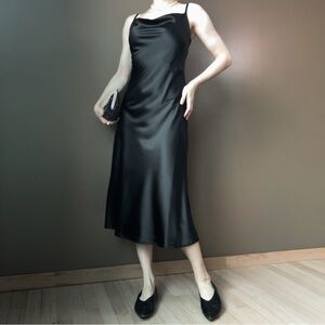 Elegant Black Satin Slip Dress